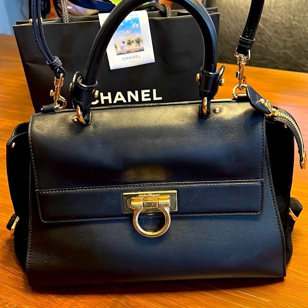Salvatore Ferragamo Medium Sofia Leather and Suede Handbag